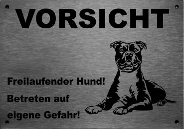 Edelstahl Warnschild American Pit Bull VORSICHT Mein Haus mein Garten meine Familie